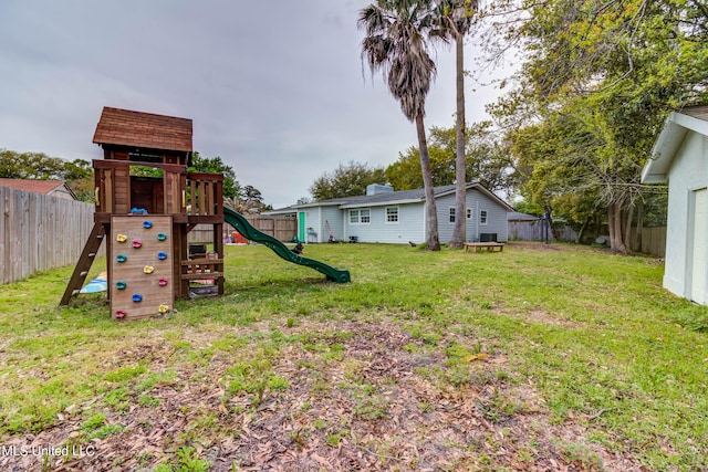 view of yard featuring a playground