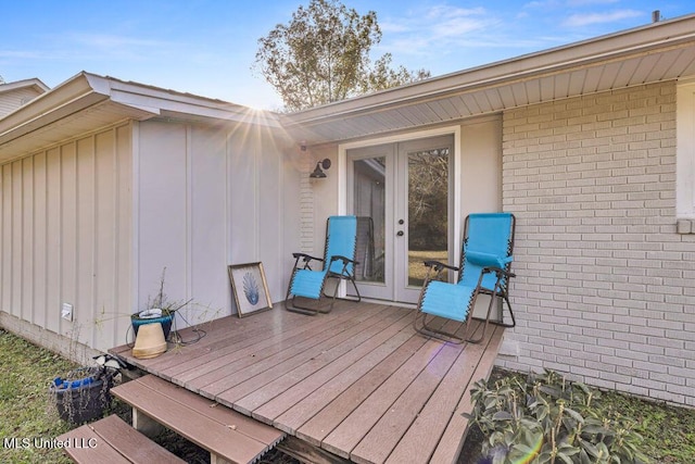 wooden deck with french doors