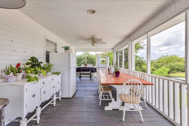 11020 Jordan Dr, Bay Saint Louis, MS 39520 - sunroom with ceiling fan and outdoor dining space