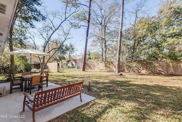 view of yard with a patio