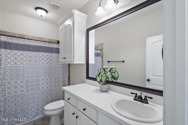 142 Western Ridge Cir, Canton, MS 39046 - full bathroom with vanity, toilet, a shower with curtain, and tile patterned flooring