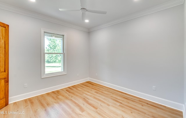 106 Horseshoe Ln, Flora, MS 39071 - unfurnished room with crown molding, light wood-type flooring, baseboards, recessed lighting, and ceiling fan