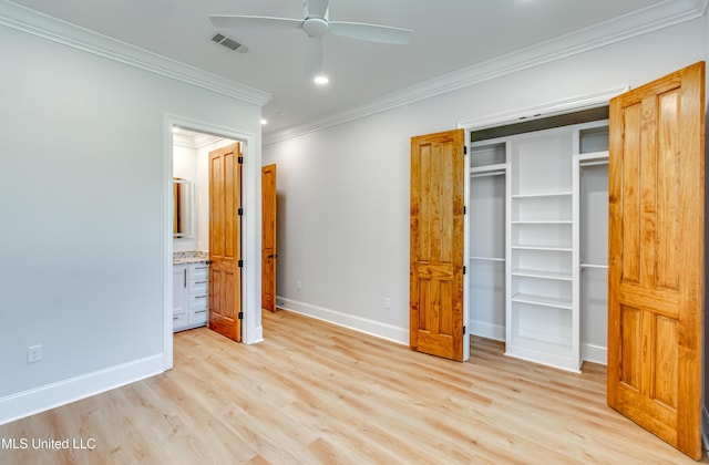 106 Horseshoe Ln, Flora, MS 39071 - unfurnished bedroom with crown molding, light wood finished floors, baseboards, recessed lighting, and ensuite bathroom