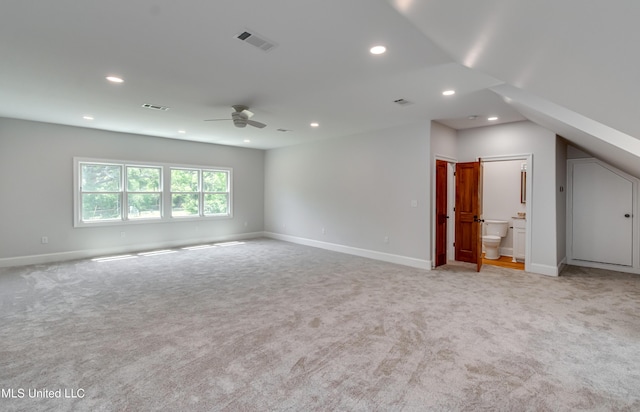 106 Horseshoe Ln, Flora, MS 39071 - unfurnished living room featuring light colored carpet, a ceiling fan, recessed lighting, and baseboards