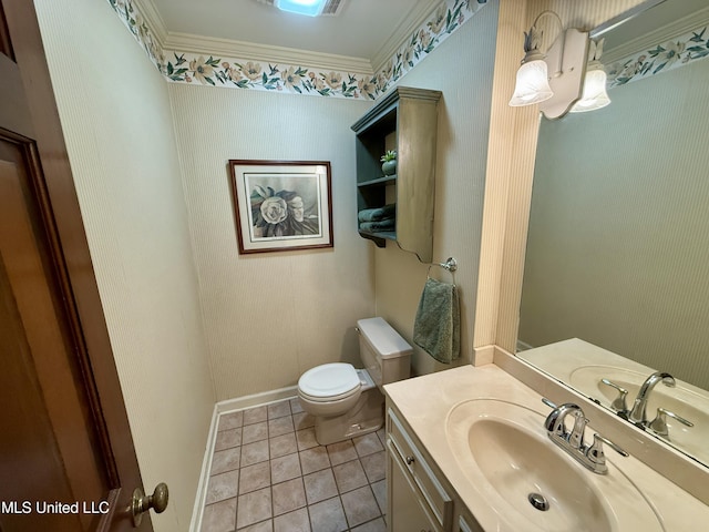 1331 Northwood Cir, Carthage, MS 39051 - half bath with tile patterned flooring, vanity, and ornamental molding