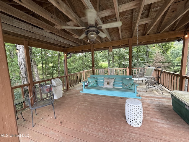 1331 Northwood Cir, Carthage, MS 39051 - wooden deck with a grill and a ceiling fan