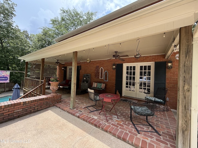 1331 Northwood Cir, Carthage, MS 39051 - view of patio / terrace featuring a ceiling fan and french doors