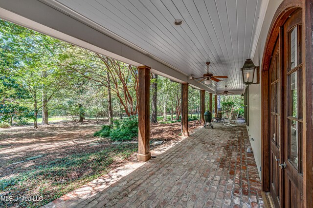 338 Hillview Dr, Ridgeland, MS 39157 - view of patio with ceiling fan, a grill, and covered porch