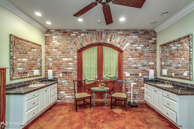 338 Hillview Dr, Ridgeland, MS 39157 - living area with sink, brick wall, and ornamental molding