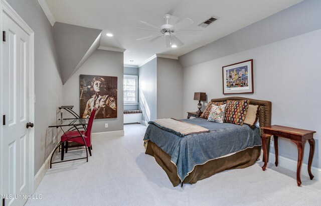 338 Hillview Dr, Ridgeland, MS 39157 - carpeted bedroom with ceiling fan and crown molding