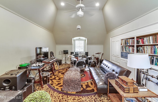 338 Hillview Dr, Ridgeland, MS 39157 - interior space featuring ceiling fan and high vaulted ceiling