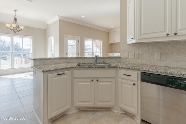 kitchen with white cabinetry, sink, and stainless steel dishwasher