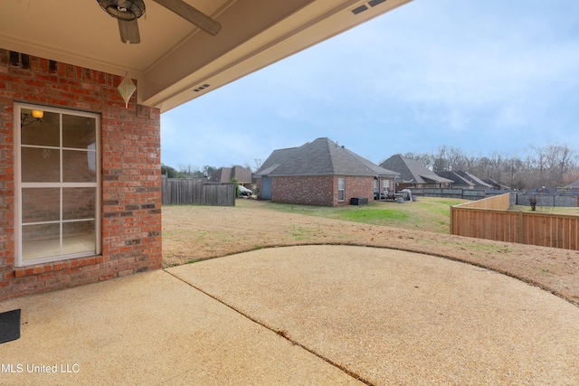 view of patio / terrace with ceiling fan