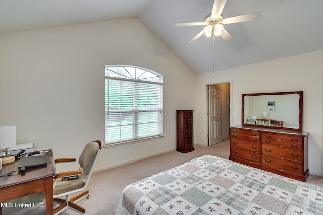 804 Charmant Pl, Ridgeland, MS 39157 - bedroom featuring lofted ceiling, light colored carpet, an office area, and ceiling fan