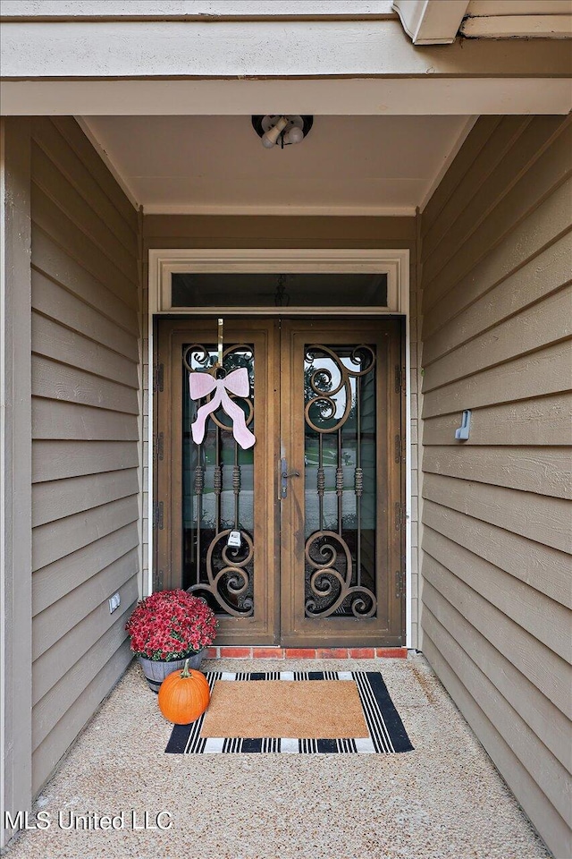 entrance to property with french doors