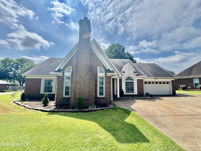 7264 Flower Creek Dr, Southaven, MS 38671 - ranch-style home featuring brick siding, concrete driveway, an attached garage, and a chimney