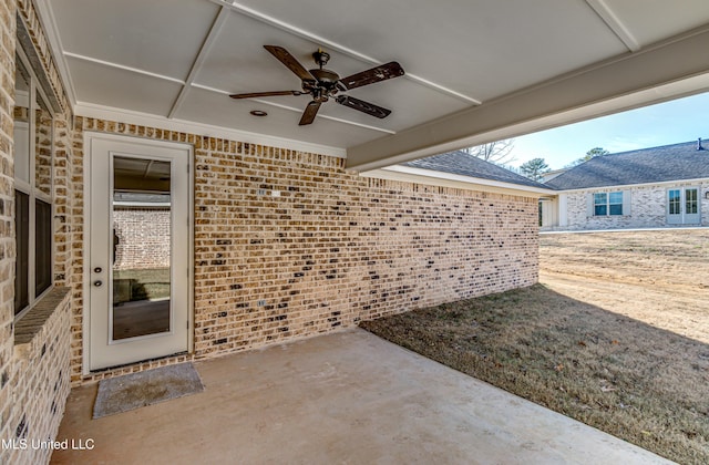 view of patio with ceiling fan