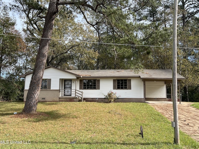 single story home with a carport and a front yard