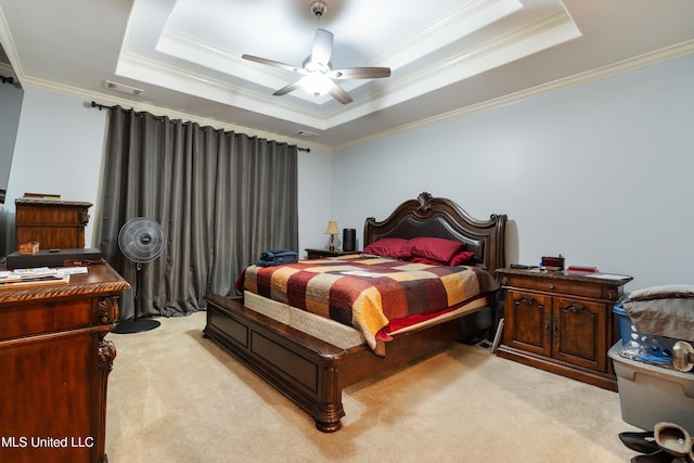 4788 Bon Jour Ln, Nesbit, MS 38651 - bedroom with a tray ceiling, light carpet, ornamental molding, and a ceiling fan