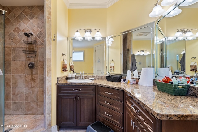 4788 Bon Jour Ln, Nesbit, MS 38651 - full bathroom with crown molding, tiled shower, and vanity