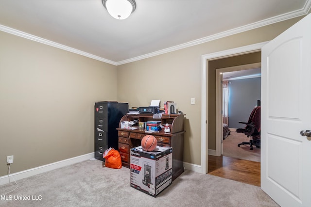 4788 Bon Jour Ln, Nesbit, MS 38651 - office area featuring crown molding, carpet flooring, and baseboards