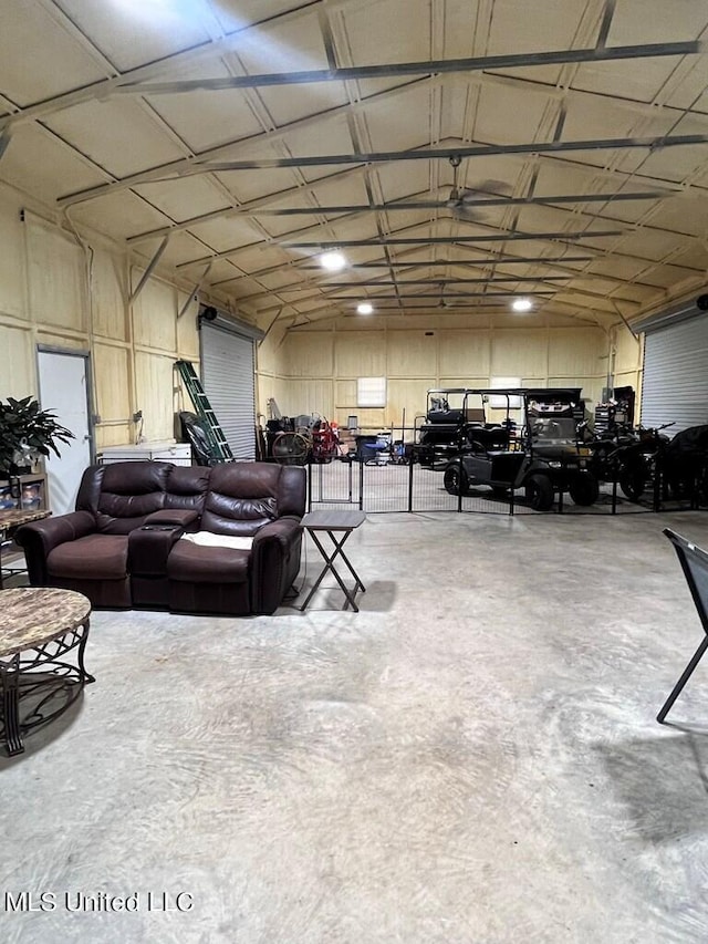 living room with concrete flooring