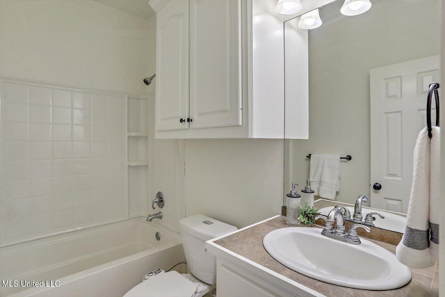 full bathroom featuring vanity, toilet, and shower / bath combination