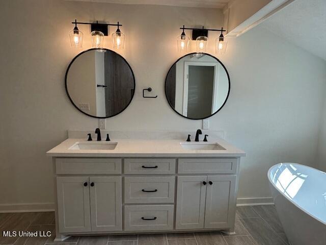 bathroom featuring vanity and a bathtub