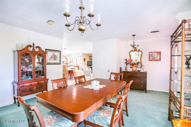 708 Ratliff Ferry Rd, Canton, MS 39046 - dining room with carpet flooring and an inviting chandelier