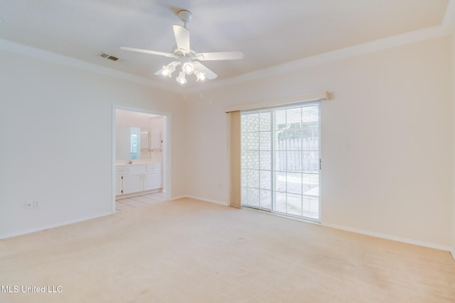 696 Aukai Pl, Diamondhead, MS 39525 - unfurnished room featuring ornamental molding, light colored carpet, a ceiling fan, and baseboards