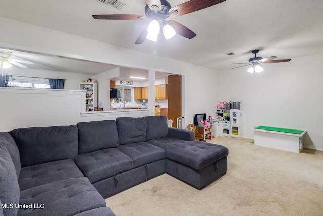 730 Holly Hills Dr, Biloxi, MS 39532 - living room featuring ceiling fan and light carpet