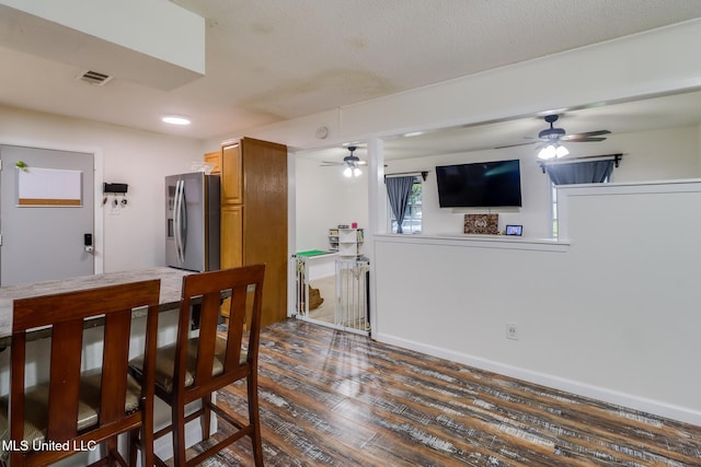 730 Holly Hills Dr, Biloxi, MS 39532 - dining area with a ceiling fan, dark wood-type flooring, and recessed lighting