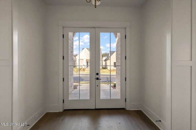 113 Water St, Madison, MS 39110 - entryway with french doors, wood finished floors, and baseboards