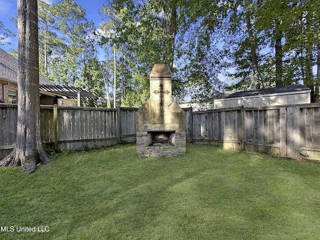 214 Terrapin Creek Rd, Brandon, MS 39042 - view of yard featuring an outdoor stone fireplace
