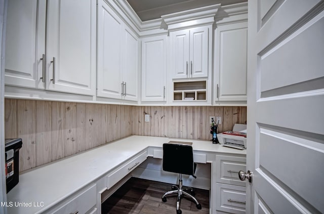 home office featuring built in study area