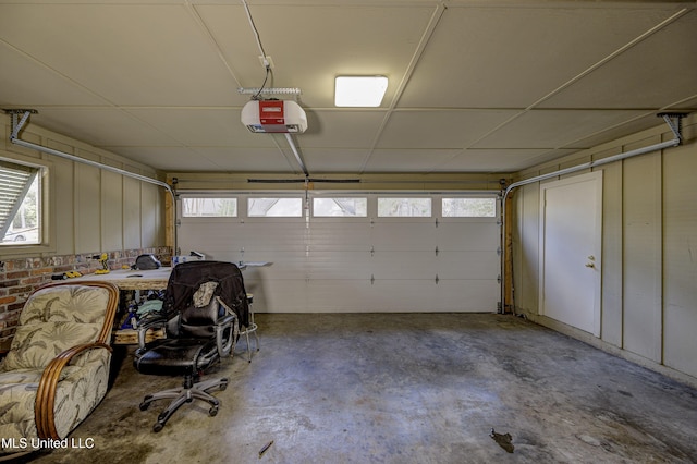 garage with a garage door opener