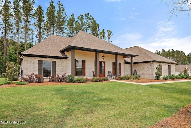221 Lost Oak Ln, Brandon, MS 39047 - view of front of home featuring brick siding, a front yard, and a shingled roof