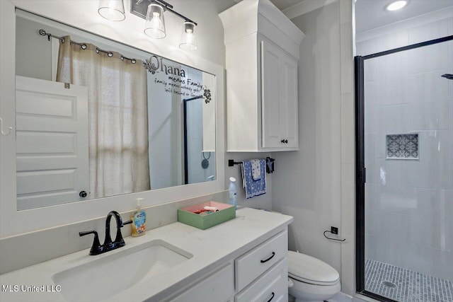 221 Lost Oak Ln, Brandon, MS 39047 - bathroom with a stall shower, toilet, and vanity