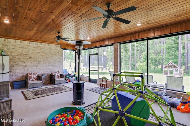 221 Lost Oak Ln, Brandon, MS 39047 - sunroom / solarium featuring a ceiling fan and an outdoor living space