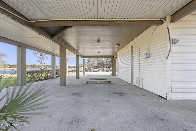 view of patio / terrace featuring a water view