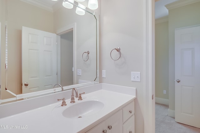 bathroom featuring vanity and crown molding