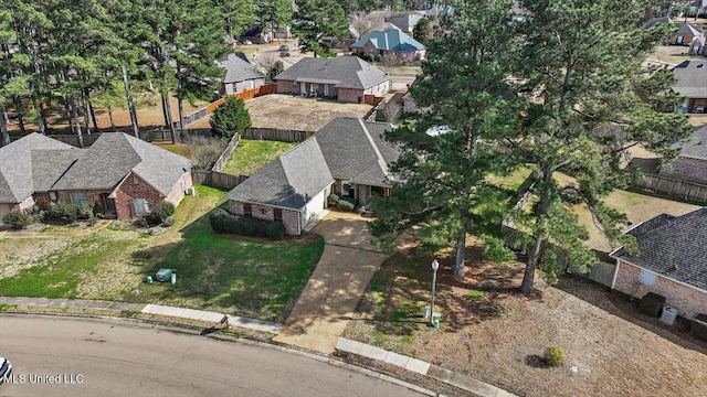 bird's eye view with a residential view