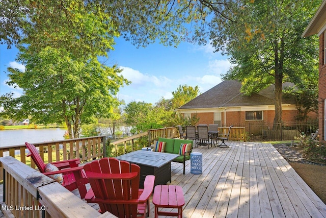 deck with a water view