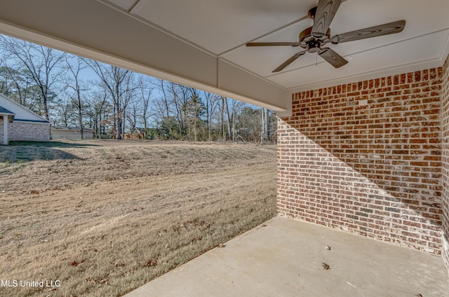 view of patio with ceiling fan