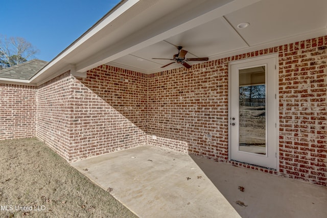 view of patio / terrace featuring ceiling fan