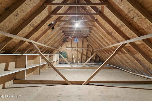 view of unfinished attic