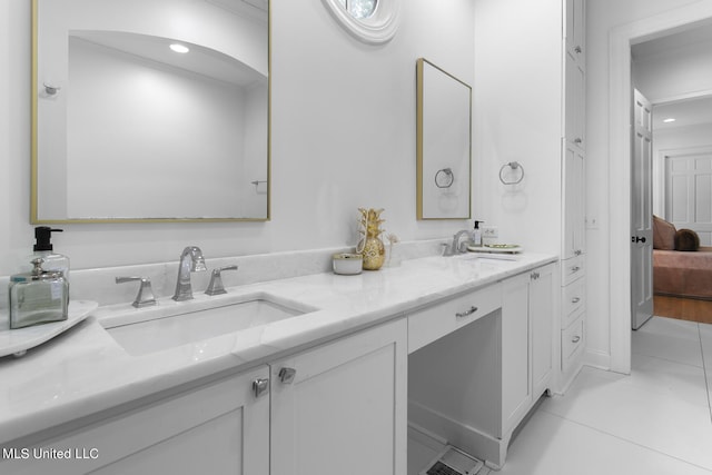3844 Hawthorn Dr, Jackson, MS 39216 - full bathroom with double vanity, tile patterned floors, and a sink