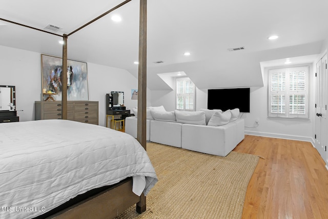 bedroom with light hardwood / wood-style floors