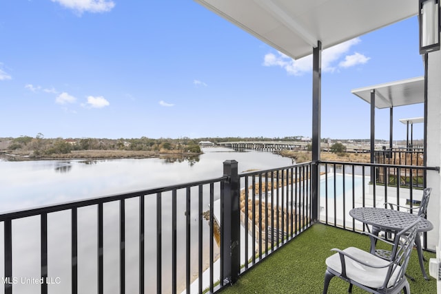 balcony with a water view