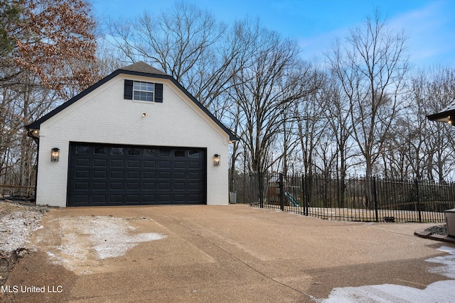 view of garage